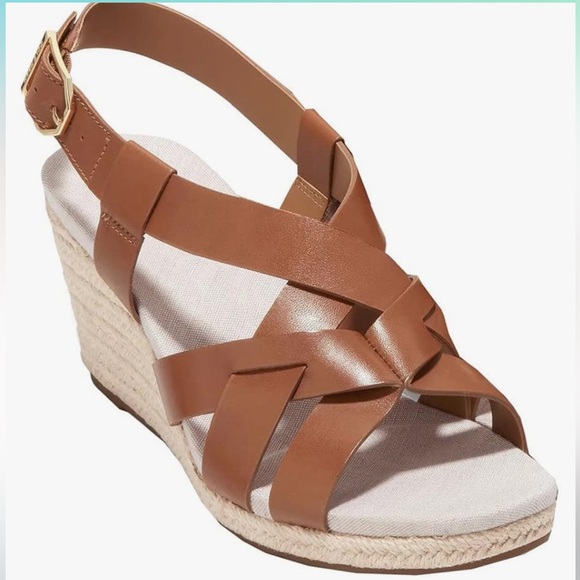 Brand New Cole Haan Crystal Wedge Sandal in Honey Jute Size 8B - Picture 4 of 9
